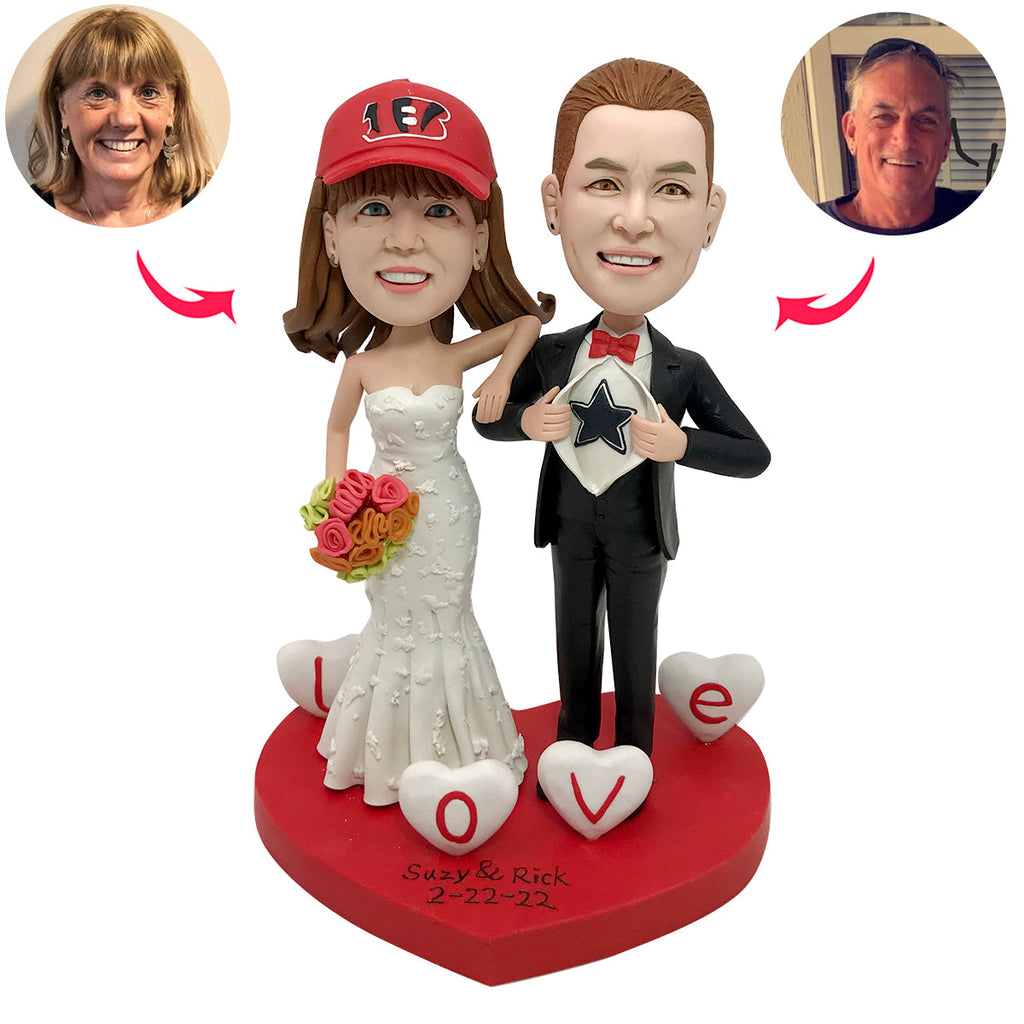 Decorazione per torta nuziale personalizzata con bobblehead