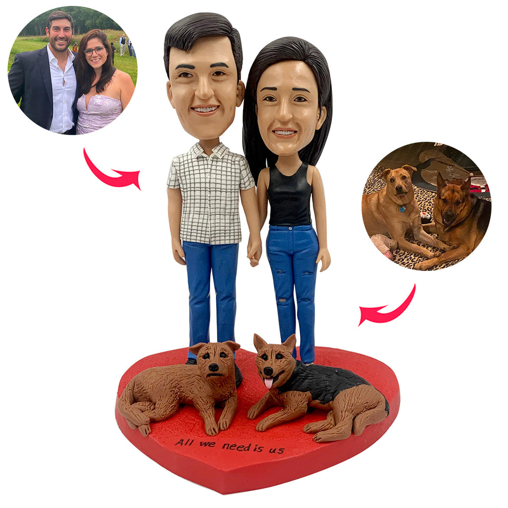 Bobblehead personalizzato per coppia con cane