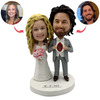 Cake topper personalizzato con bobblehead per coppie di sposi