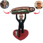 Bambola bobblehead stile hamburger divertente per matrimonio