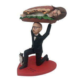 Bambola bobblehead stile hamburger divertente per matrimonio
