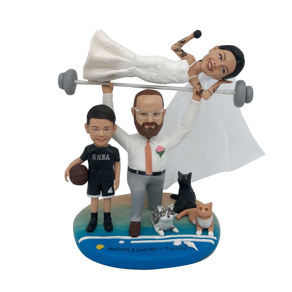 Bambola Bobblehead Famiglia Felice con Animali Domestici