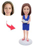 Bobblehead personalizzati per insegnanti con vestito blu