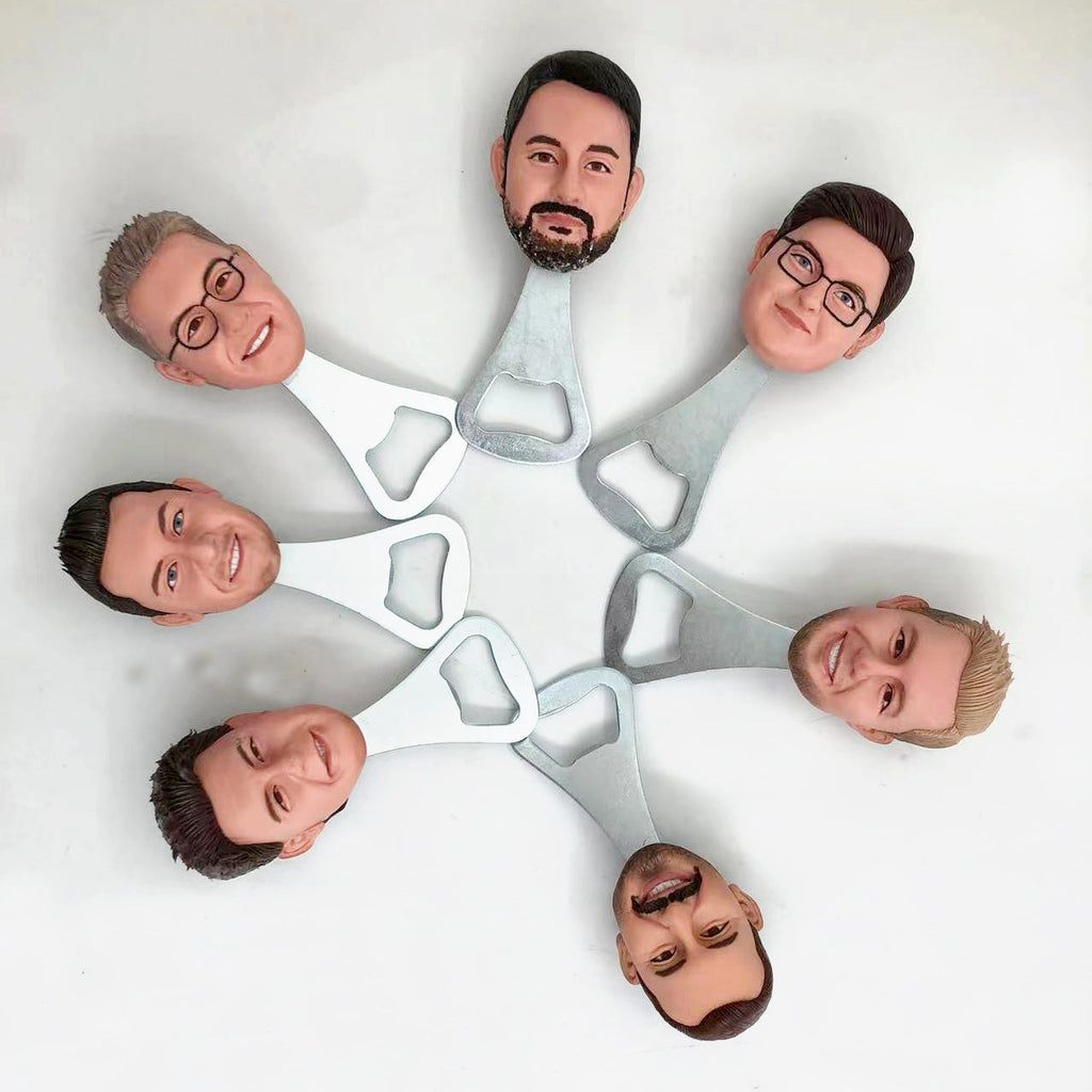 Apribottiglie divertente personalizzato con volto maschile