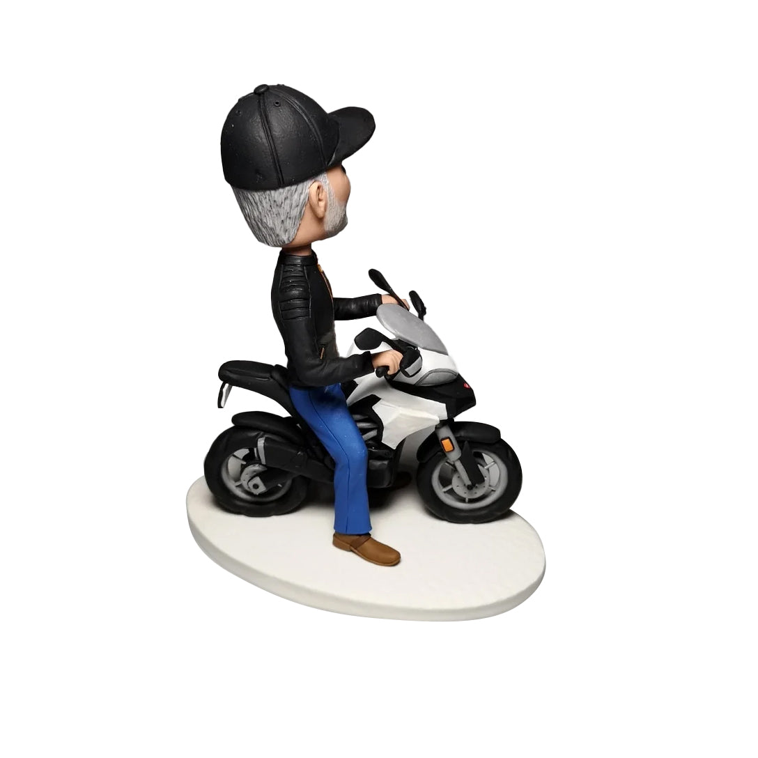 Regalo Bobblehead personalizzato per la festa del papà con motocicletta
