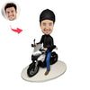 Regalo Bobblehead personalizzato per la festa del papà con motocicletta