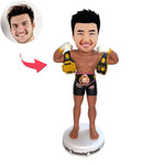 Bobblehead da boxe personalizzato con cintura dorata