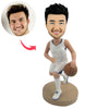 Bobblehead da basket personalizzato con maglia bianca