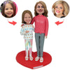 Bobblehead personalizzato per mamma e figlia con cuore