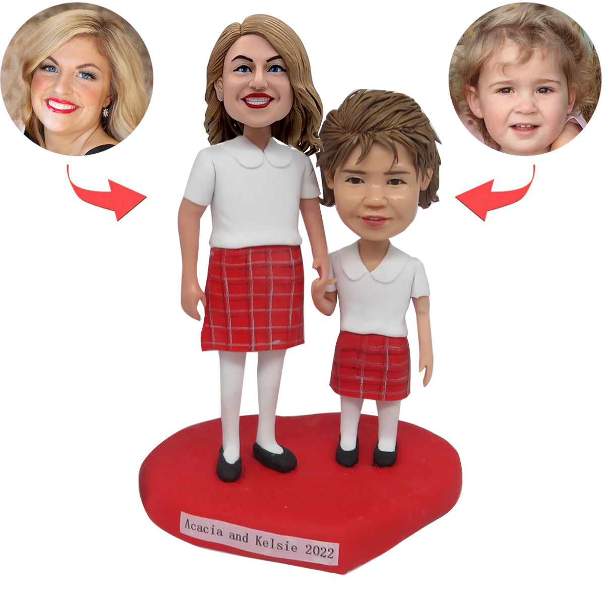 Maglietta Bobblehead personalizzata mamma e figlio con scritta "White Mom and Son"