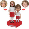 Maglietta Bobblehead personalizzata mamma e figlio con scritta "White Mom and Son"