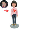 Bobblehead personalizzato per la mamma con maglione rosa