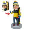 Bobblehead personalizzato per papà in tuta da sci
