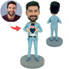 Bobblehead personalizzato di Super Papà in abito blu