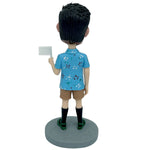 Maglietta personalizzata con bobblehead Super Dad in stile natalizio floreale