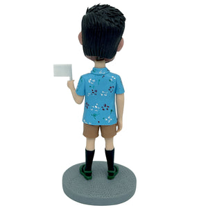 Maglietta personalizzata con bobblehead Super Dad in stile natalizio floreale