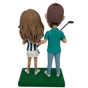 Bobblehead personalizzato di coppia che gioca a golf