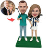 Bobblehead personalizzato di coppia che gioca a golf