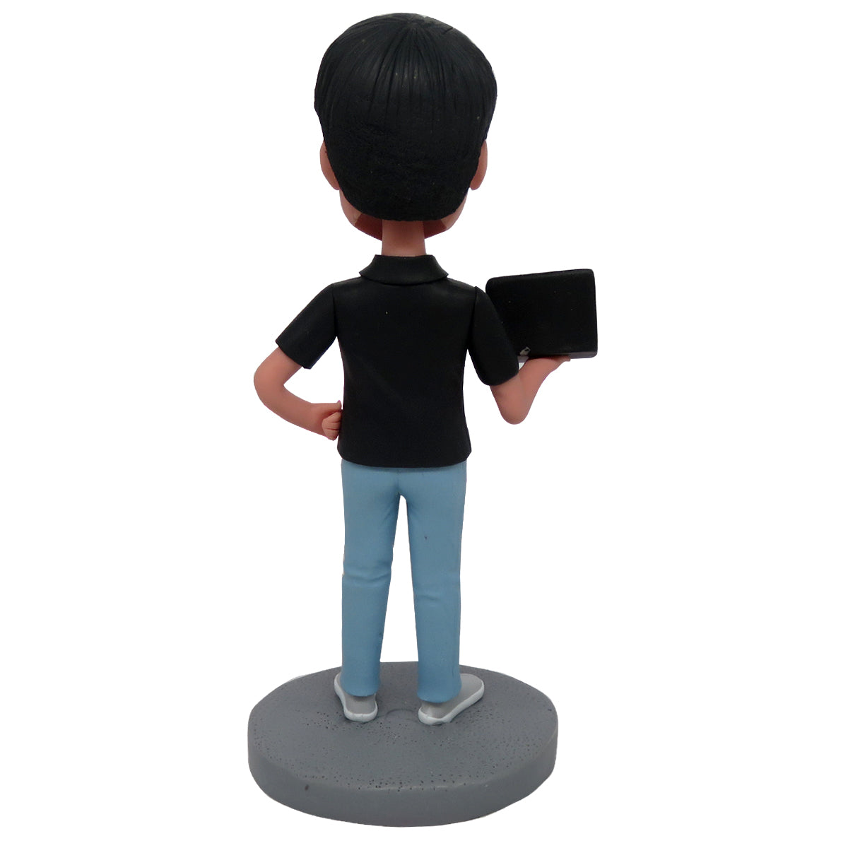Bobblehead personalizzato, ingegnere informatico maschio con computer