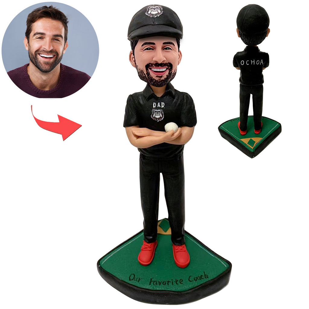 Bobblehead personalizzato con papà che gioca a baseball