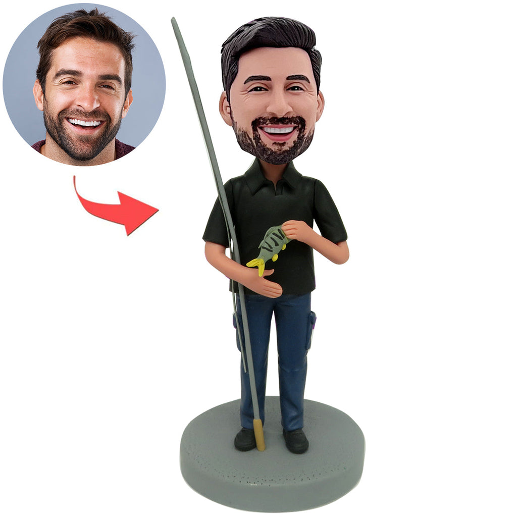 Bobblehead personalizzato a forma di pescatore come regalo per la festa del papà