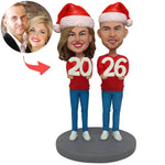 Bobblehead personalizzato per coppia, regalo di Natale e felice anno nuovo