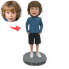 Bambola bobblehead personalizzata con camicia di jeans