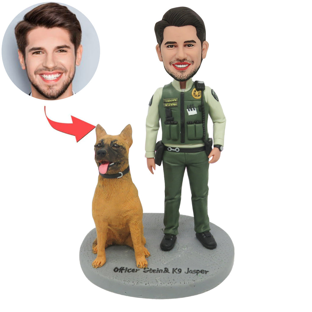 Bobblehead personalizzato con poliziotto e cane