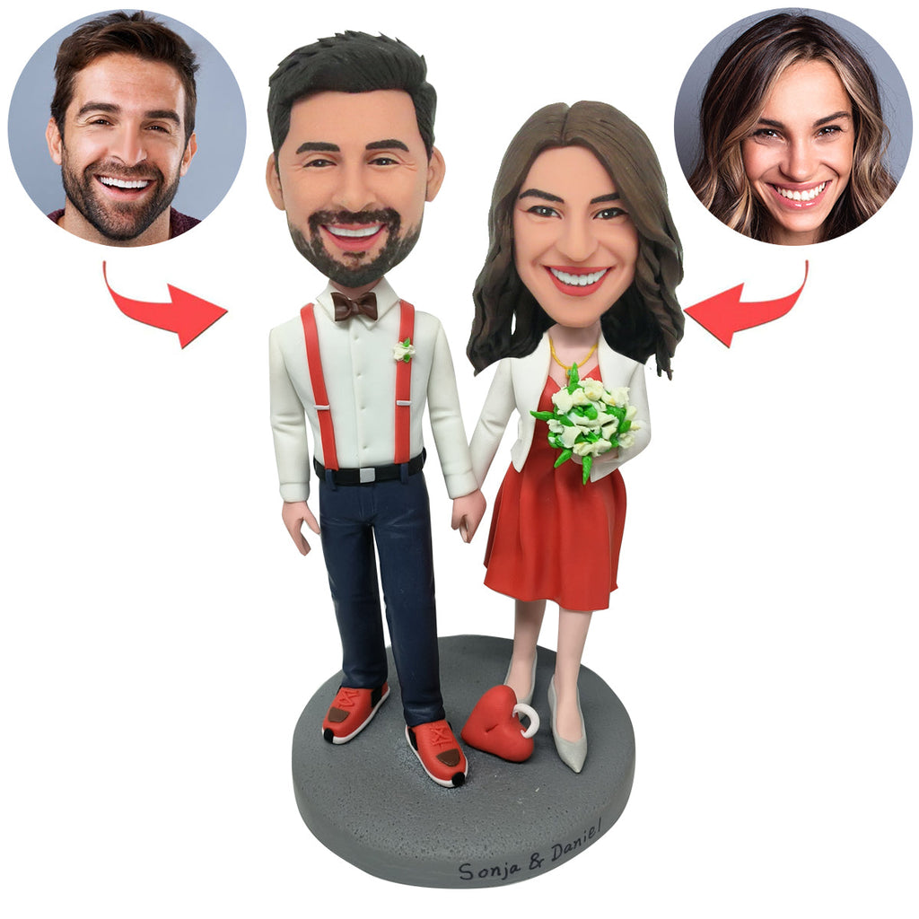 Bobblehead di coppia personalizzato con fiori