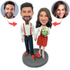 Bobblehead di coppia personalizzato con fiori