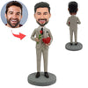 Idee regalo per San Valentino - Bobblehead maschile personalizzato con fiore