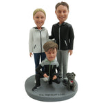 Bobblehead personalizzato con famiglia sportiva e cane