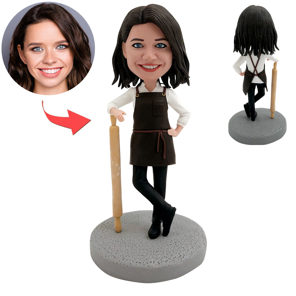Bobblehead personalizzato Chef Mom con mattarello