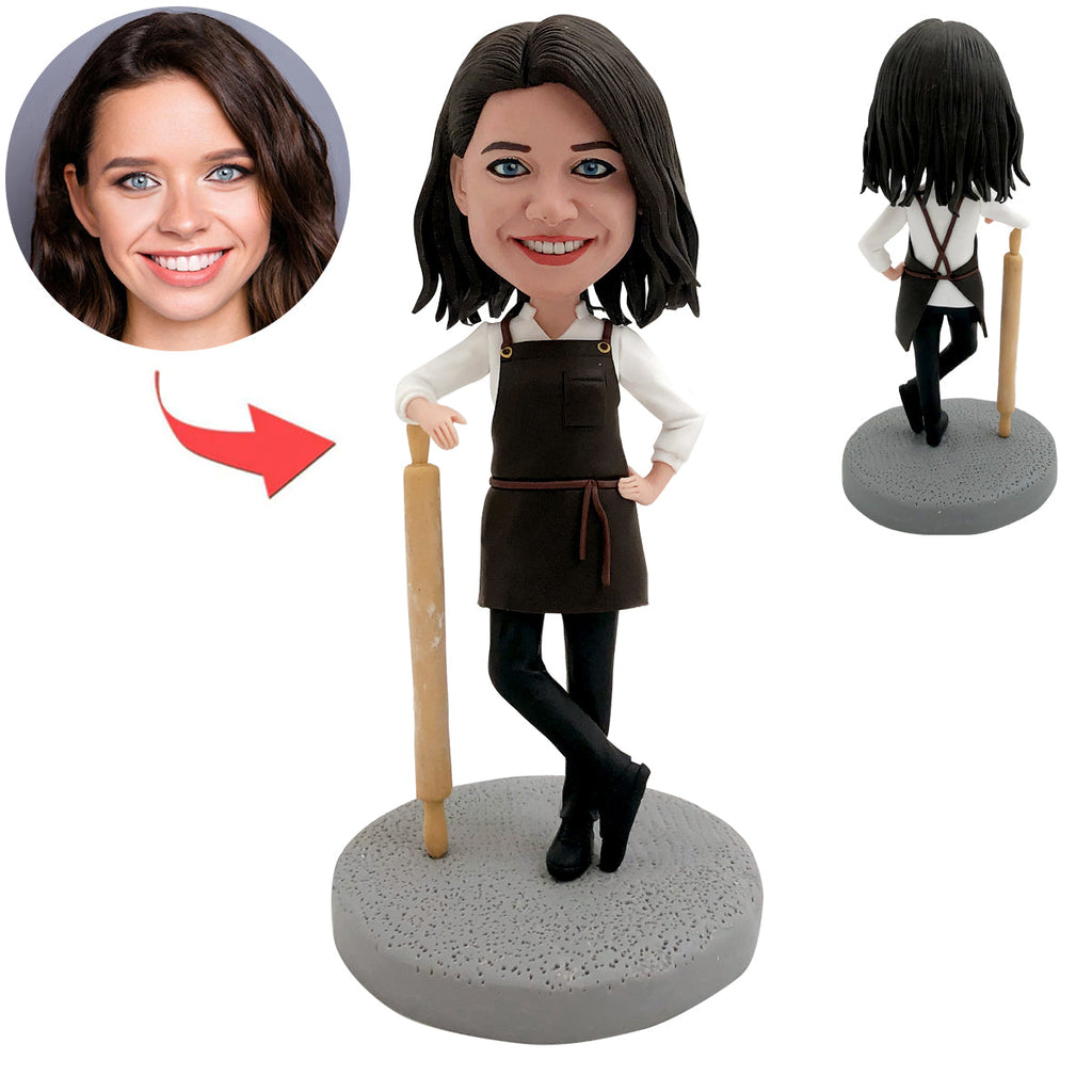 Bobblehead personalizzato Chef Mom con mattarello