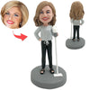 Bobblehead personalizzato che pulisce la mamma con l'aspirapolvere