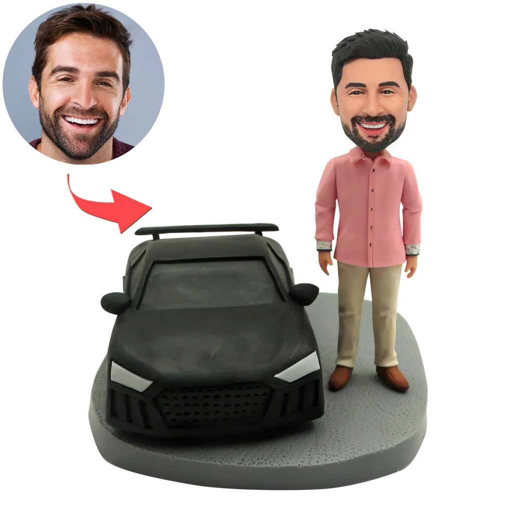 Bobblehead maschile personalizzato con macchina