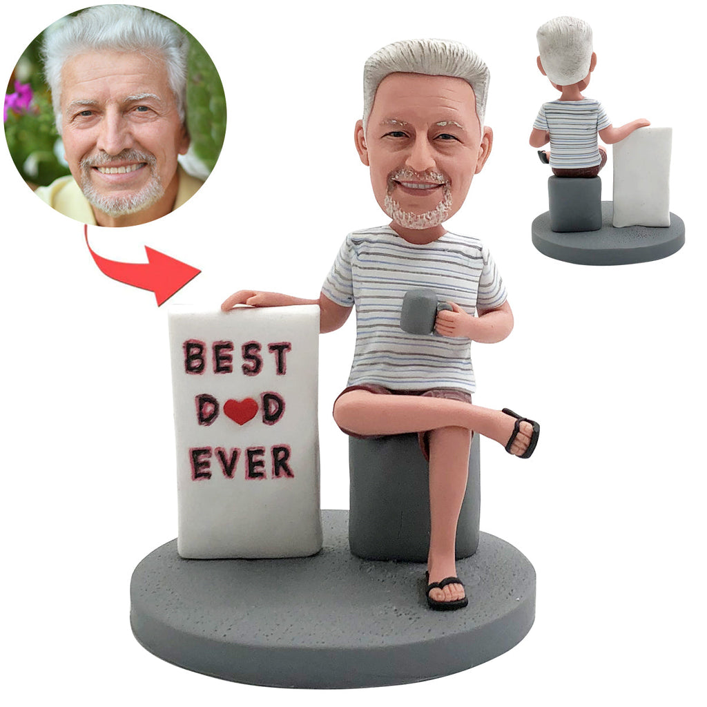 Bobblehead personalizzato con la scritta "MIGLIOR PAPÀ DI SEMPRE"