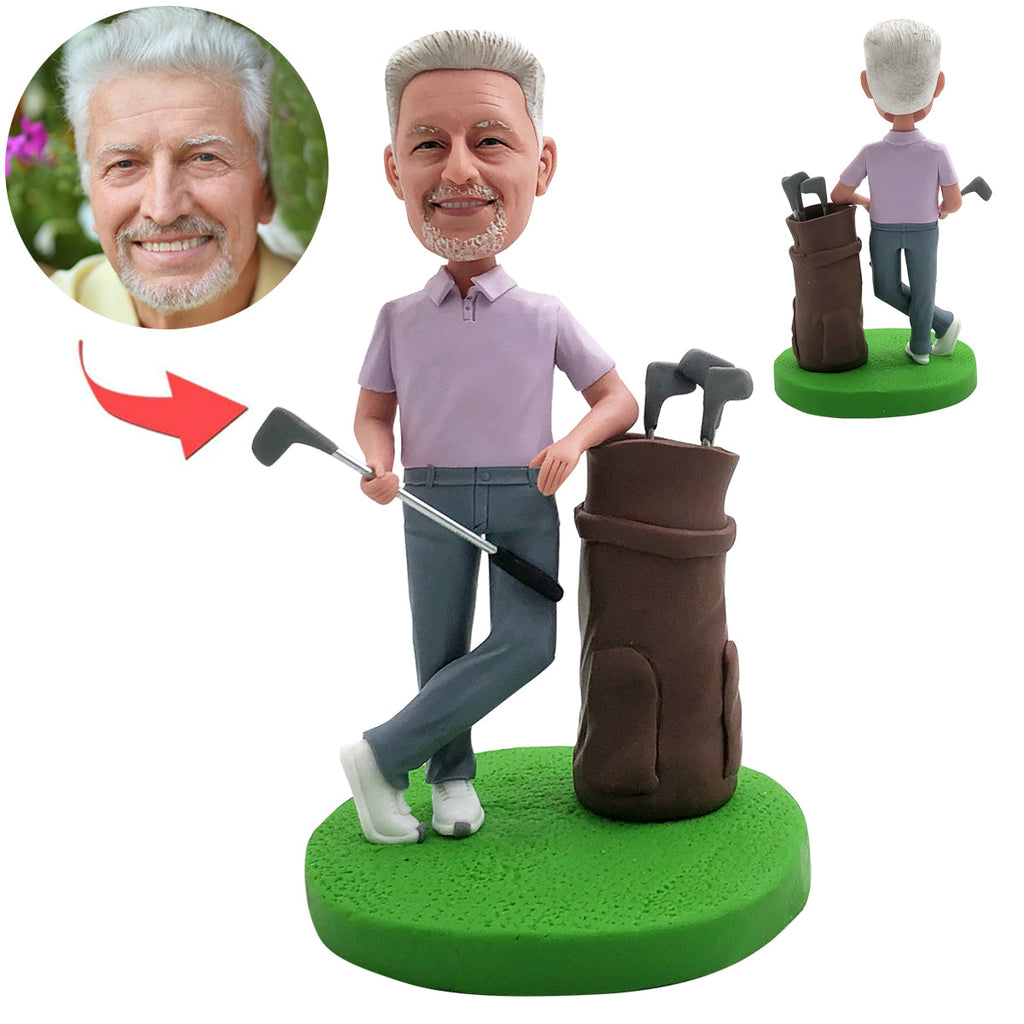 Idea regalo per la festa del papà: Bobblehead personalizzato con sacca da golf