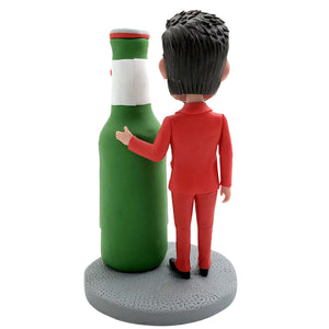 Bobblehead personalizzato "Happy Father" con bottiglia di birra