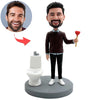 Bobblehead personalizzato e divertente che stura il water