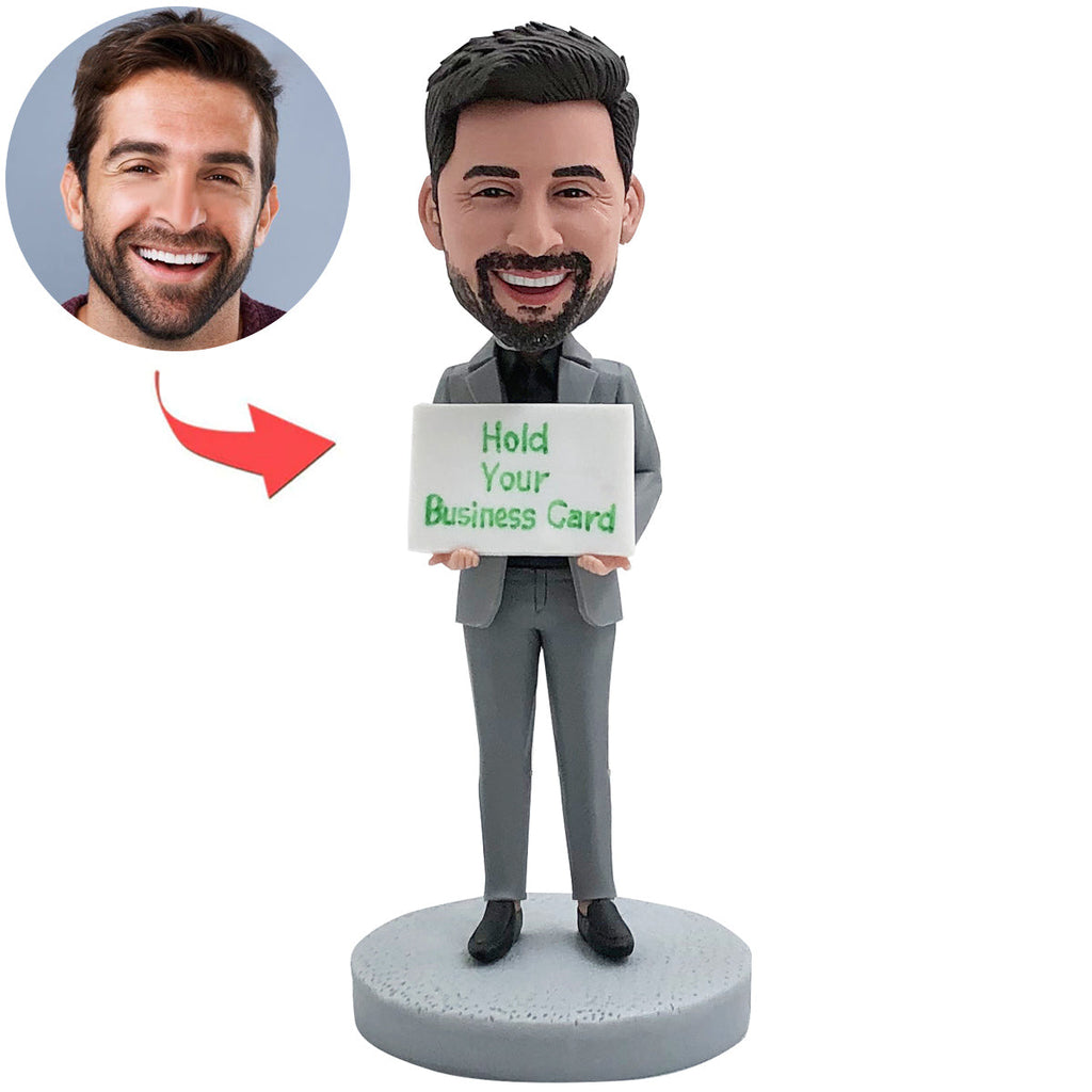 Bobblehead personalizzato con supporto per biglietto da visita