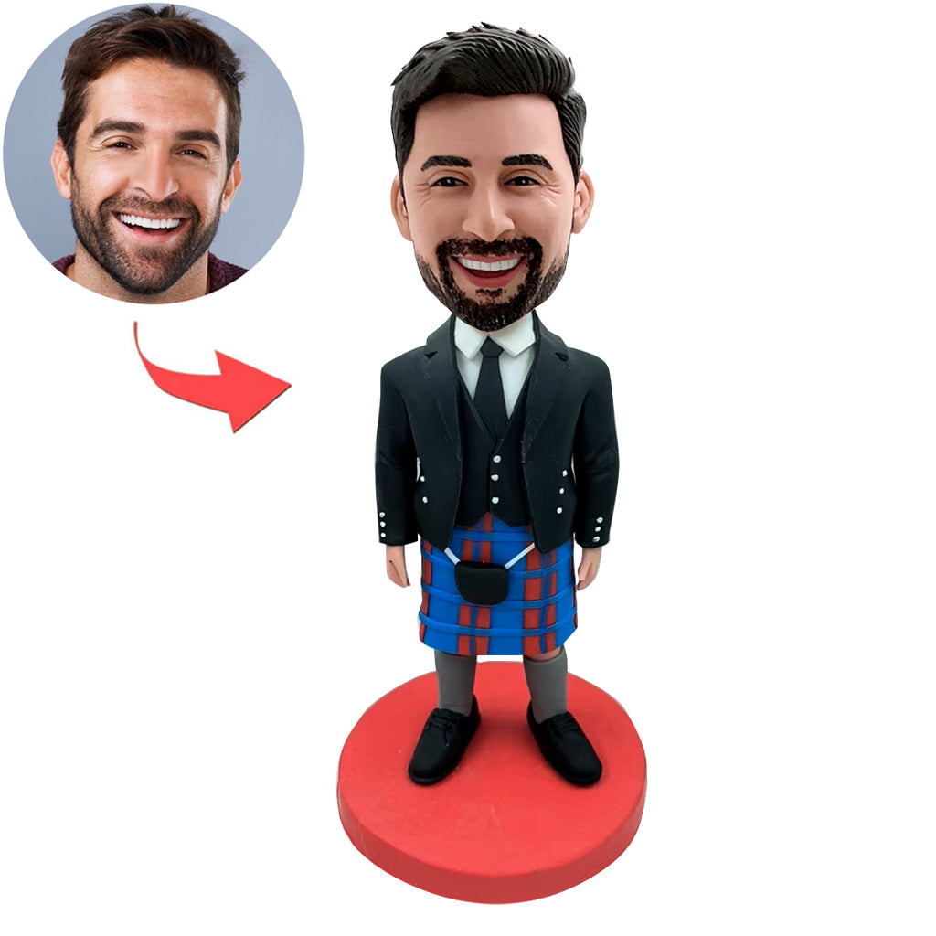 Bobblehead personalizzato con motivo kilt e tartan