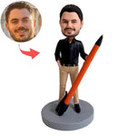 Penna porta penna personalizzata con bobblehead