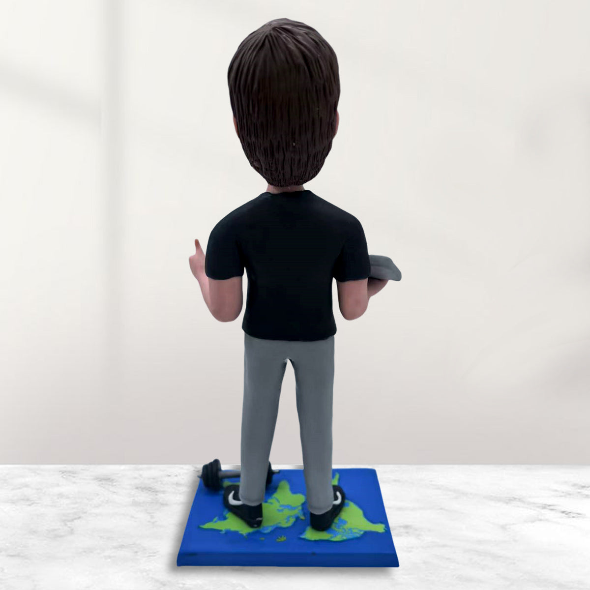 Bobblehead personalizzato con laptop e manubrio