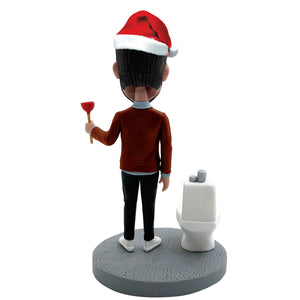 Bobblehead divertente personalizzato con cappello di Babbo Natale