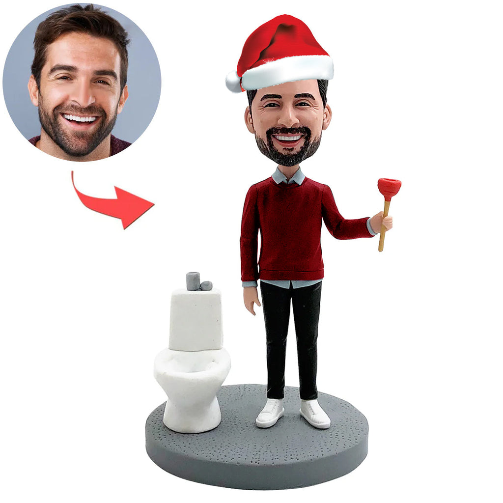 Bobblehead divertente personalizzato con cappello di Babbo Natale