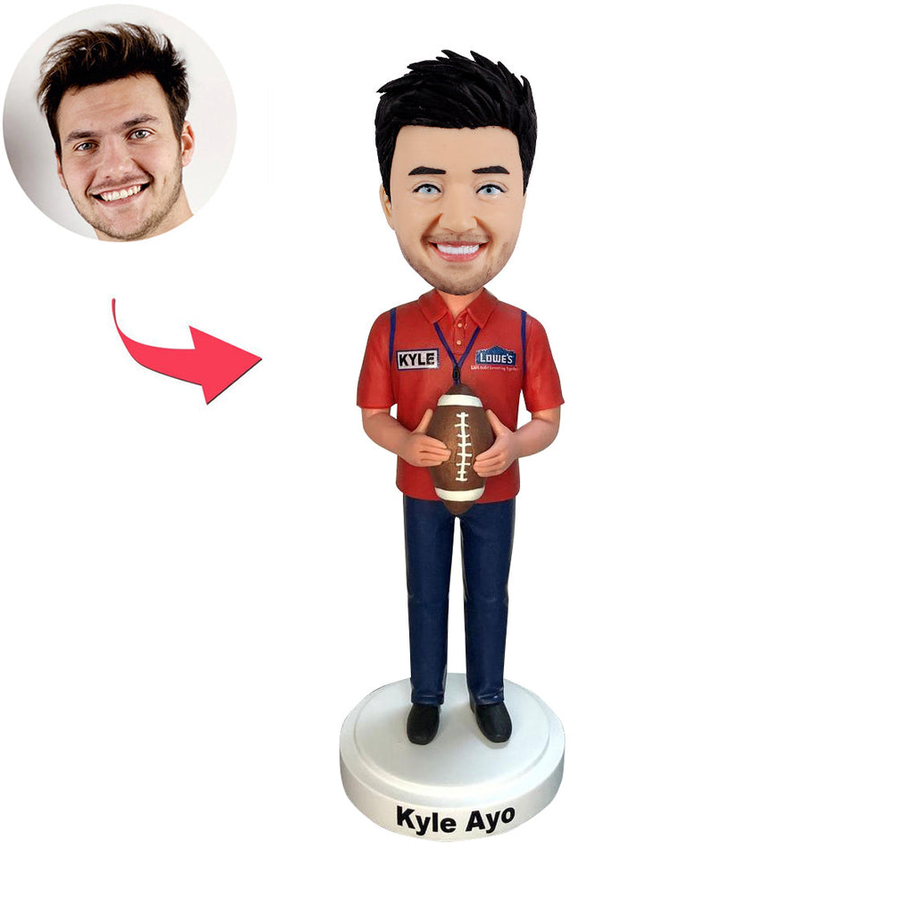 Bobblehead personalizzato a forma di giocatore di rugby
