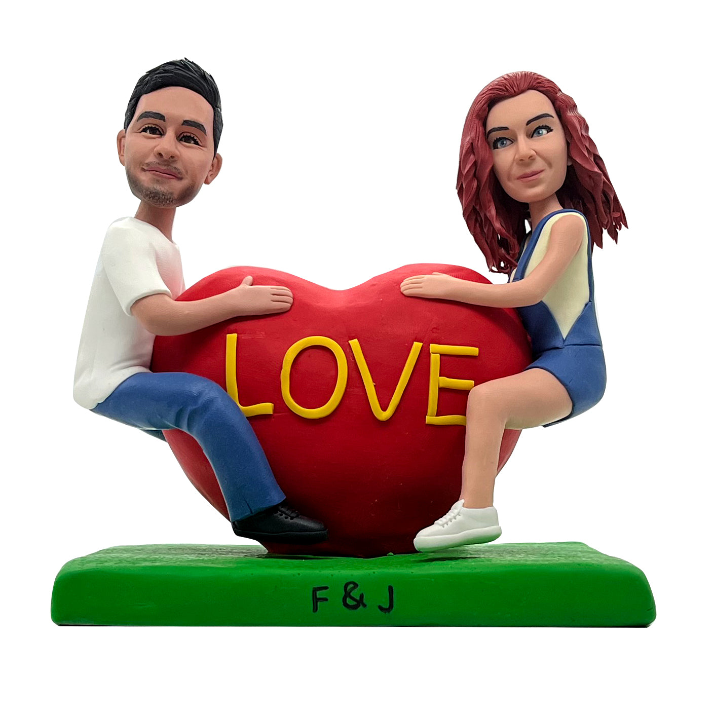 Bobblehead personalizzato con coppia di cuori innamorati