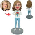 Bobblehead personalizzato con la mamma in abbigliamento sportivo, regalo per la festa della mamma