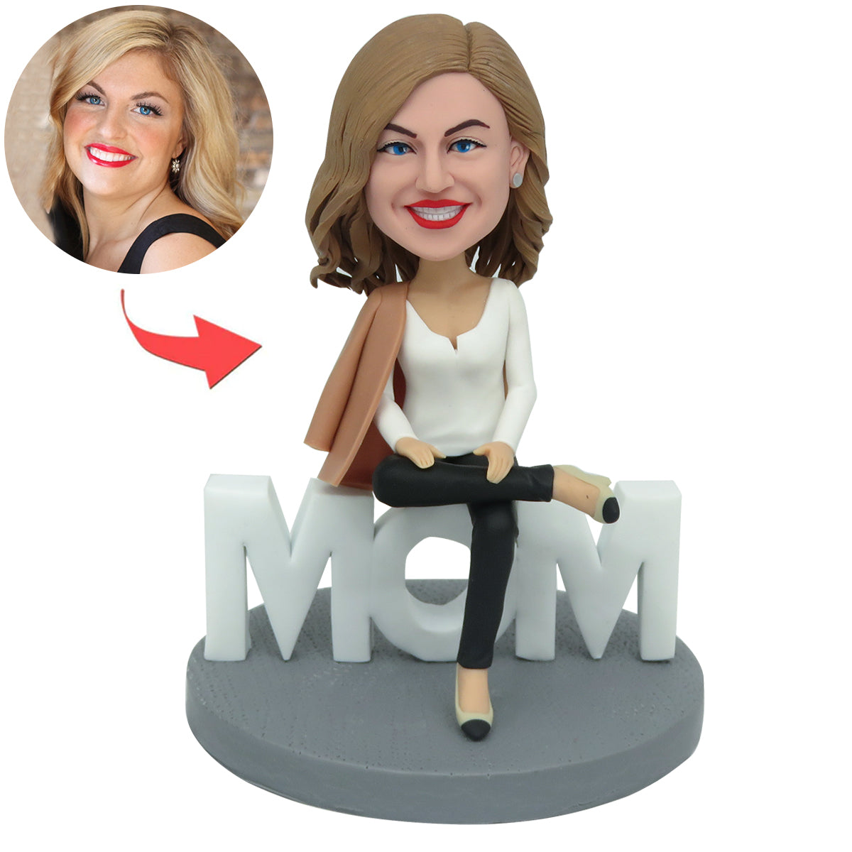 Bobblehead personalizzato raffigurante una mamma autoritaria, regalo per la festa della mamma